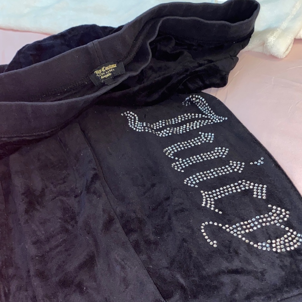 Juicy Couture Charcoal Sweatpants Velour Diamond Gem